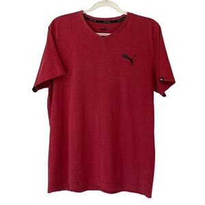 Puma Men’s Heather Red Short Sleeve V-Neck Performance Active Tee Size L